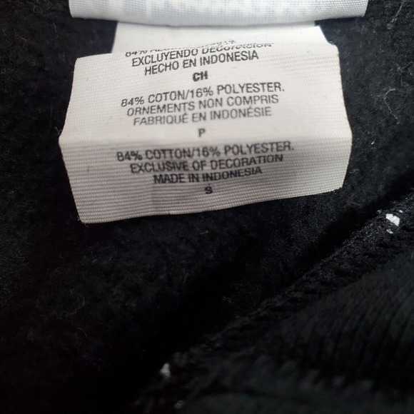 Champion Reverse Weave Hoodie Men's Small Black All Over Logo Side Stretch Flaw - Picture 10 of 14